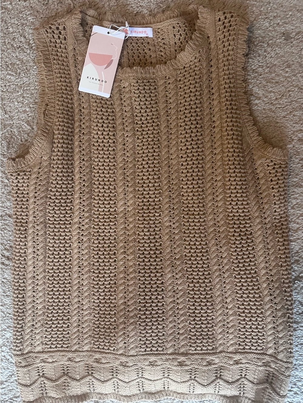 Kirundo Cotton Women's Sleeveless Knit Sweater Vest in Camel Size S
